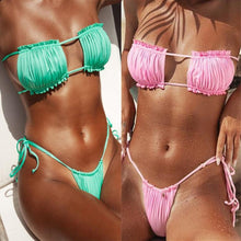   2021 New Knot Printed Low Waist Two Pieces Bikini Set Swimsuit