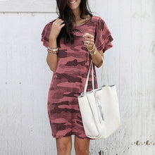 Casual Camouflage Print Short Sleeve Dress