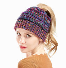 Mixed color knitted wool hat ladies do not label CC horsetail hat