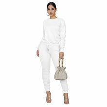 High Elastic Ruched Long Sleeve Tops and Pants Sports Set