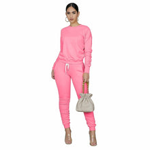 High Elastic Ruched Long Sleeve Tops and Pants Sports Set