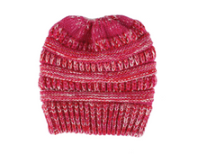 Mixed color knitted wool hat ladies do not label CC horsetail hat