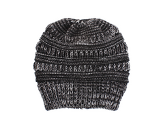 Mixed color knitted wool hat ladies do not label CC horsetail hat