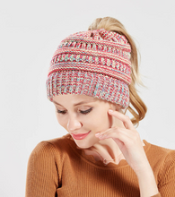 Mixed color knitted wool hat ladies do not label CC horsetail hat