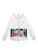 Konus Men's Zip up Hoodie With Contrast Pocket  in White