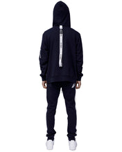 Konus Men's Mock Neck Zip Up Hoodie with Zipper Pockets In Navy