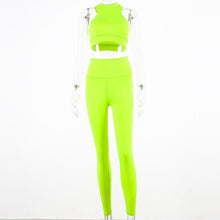 Elastic leggings two 2 pieces neon pink set