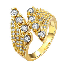 18K Gold Plated Coralie Feathered Ring made with  Crystals