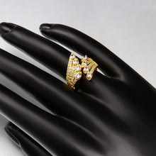 18K Gold Plated Coralie Feathered Ring made with  Crystals