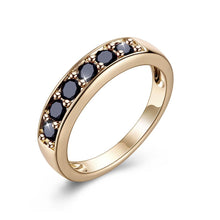 18K Gold Plated Lauretta Black Ring made with  Crystals