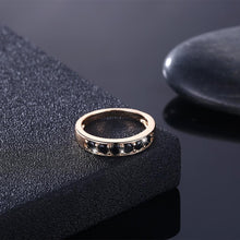 18K Gold Plated Lauretta Black Ring made with  Crystals