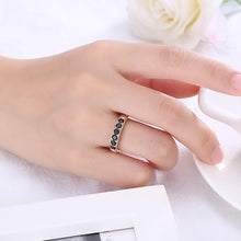 18K Gold Plated Lauretta Black Ring made with  Crystals