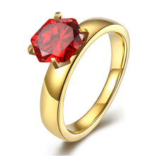 18K Gold over Stainless Steel Red 1.00 Ct  Crystal Ring