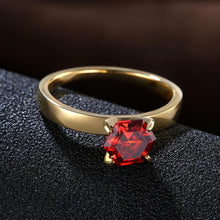 18K Gold over Stainless Steel Red 1.00 Ct  Crystal Ring