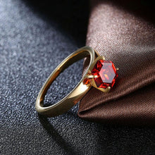 18K Gold over Stainless Steel Red 1.00 Ct  Crystal Ring