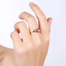 18K Gold over Stainless Steel Red 1.00 Ct  Crystal Ring