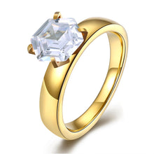 18K Gold over Stainless Steel Clear 1.00 Ct  Crystal Ring