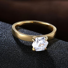 18K Gold over Stainless Steel Clear 1.00 Ct  Crystal Ring