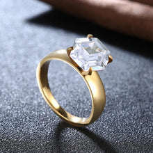 18K Gold over Stainless Steel Clear 1.00 Ct  Crystal Ring