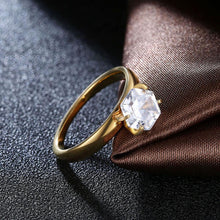 18K Gold over Stainless Steel Clear 1.00 Ct  Crystal Ring