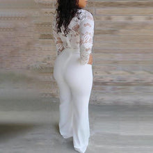 White Jumpsuit Lace Stitching V-neck