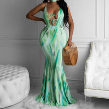 Tie-dye Printed Sexy Long Dress
