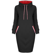 Sweatshirt dress Slim Long sleeve Turtleneck Drawstring Hoodies