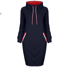 Sweatshirt dress Slim Long sleeve Turtleneck Drawstring Hoodies
