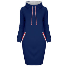 Sweatshirt dress Slim Long sleeve Turtleneck Drawstring Hoodies