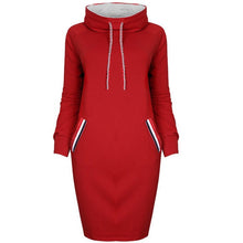 Sweatshirt dress Slim Long sleeve Turtleneck Drawstring Hoodies