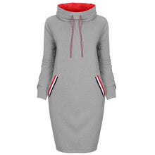 Sweatshirt dress Slim Long sleeve Turtleneck Drawstring Hoodies
