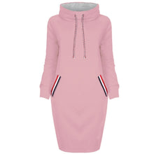 Sweatshirt dress Slim Long sleeve Turtleneck Drawstring Hoodies