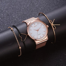 Luxury 4 Piece Women Watch Rose Gold Quartz Ladies Watch