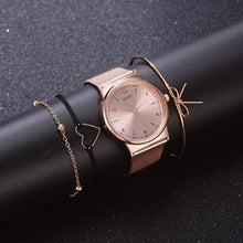 Luxury 4 Piece Women Watch Rose Gold Quartz Ladies Watch