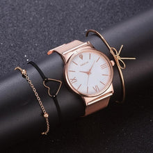 Luxury 4 Piece Women Watch Rose Gold Quartz Ladies Watch