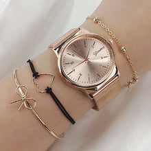 Luxury 4 Piece Women Watch Rose Gold Quartz Ladies Watch