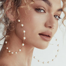 Elegant White/Black Simulated Pearls Statement Earrings