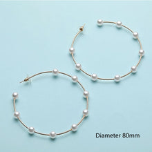 Elegant White/Black Simulated Pearls Statement Earrings