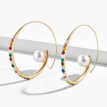 Elegant White/Black Simulated Pearls Statement Earrings