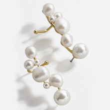 Elegant White/Black Simulated Pearls Statement Earrings