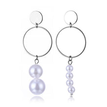 Elegant White/Black Simulated Pearls Statement Earrings