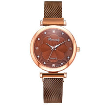 Luxury Women Watch Magnetic Buckle Flower Rhinestone Watch Ladies 5 pcs set