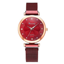 Luxury Women Watch Magnetic Buckle Flower Rhinestone Watch Ladies 5 pcs set
