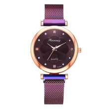 Luxury Women Watch Magnetic Buckle Flower Rhinestone Watch Ladies 5 pcs set