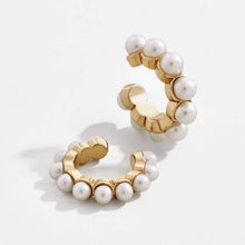 Elegant White/Black Simulated Pearls Statement Earrings