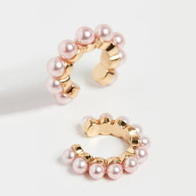 Elegant White/Black Simulated Pearls Statement Earrings