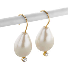 Elegant White/Black Simulated Pearls Statement Earrings