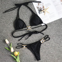 Sexy push up halter swimsuit female crystal swimwear women