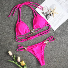 Sexy push up halter swimsuit female crystal swimwear women