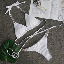 Sexy push up halter swimsuit female crystal swimwear women